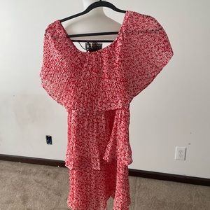 Red She + Sky size Large never worn tiered dress can be worn off the shoulder